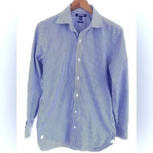 Bonobos Cotton Premium Italian‎ Fabric Stripe Mens 15 1/2 & 34 Slim Fit Navy EUC